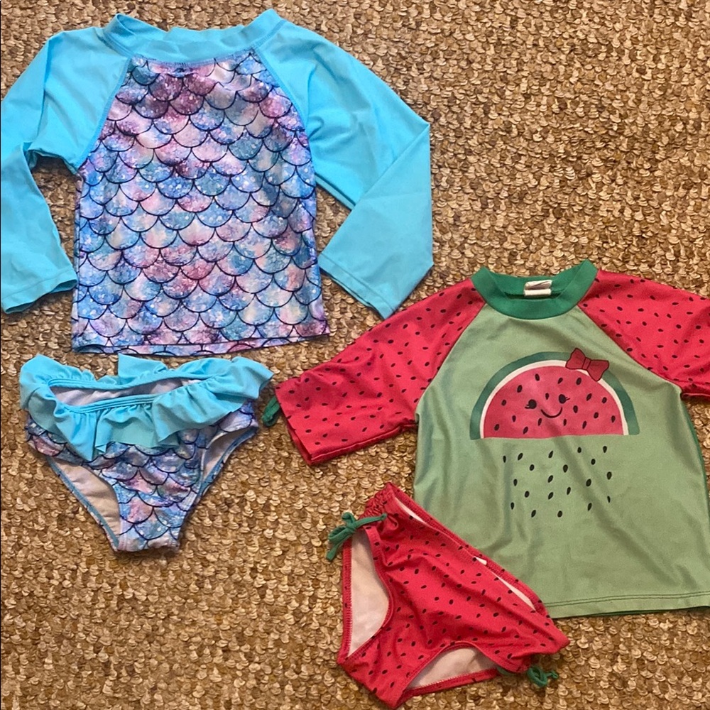 Blue and Red Rashguard Swim Set